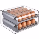 Suport pentru Oua, Flippy, Strat Dublu, Capacitate 32 de Oua,  23.5x21.5 cm, din Plastic, Gri