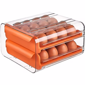 Suport pentru Oua, Flippy, Strat Dublu, Capacitate 32 de Oua,  23.5x21.5 cm, din Plastic, Portocaliu