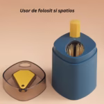 Suport Scobitori, Flippy, Automat, cu Buton si Capac, din PP, 9.5x6 cm, Albastru - imagine 6