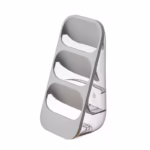 Suport - Organizator pentru Tacamuri, Flippy, 3 Compartimente, Suport pentru Cosmetica, Ustensile, Material PP Durabil, 33 x 16 x 15 cm Gri