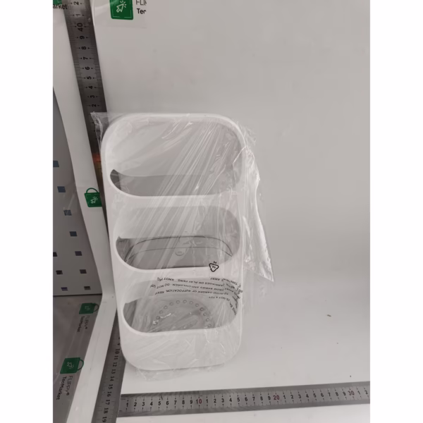 Suport - Organizator pentru Tacamuri, Flippy, 3 Compartimente, Suport pentru Cosmetica, Ustensile, Material PP Durabil, 33 x 16 x 15 cm Alb - imagine 2