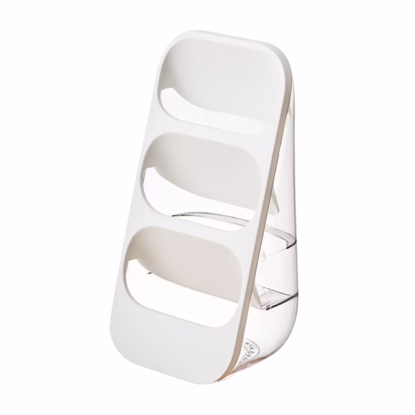 Suport - Organizator pentru Tacamuri, Flippy, 3 Compartimente, Suport pentru Cosmetica, Ustensile, Material PP Durabil, 33 x 16 x 15 cm Alb - imagine 1