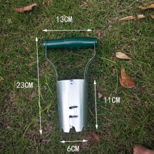 Transplantator Agricol Cilindric, Flippy, din Otel si Plastic, 6 cm Diametru, cu Maner Flexibil, 23 x 6 x 13 cm, Verde