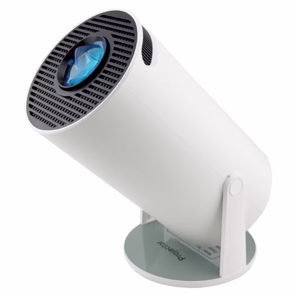 Video Proiector Portabil cilindric HY300, Flippy, Inteligent, HD 1280×720, Wireless, Compatibil cu Android/iOS, AC, 19 x 11 x 9 cm, Alb - imagine 3