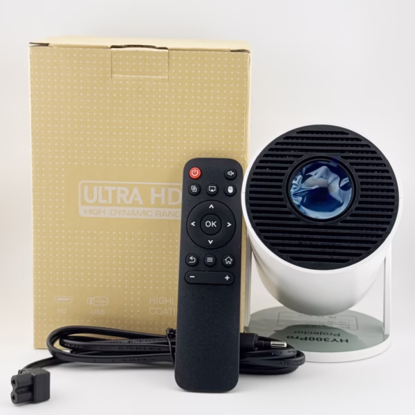 Video Proiector Portabil cilindric HY300PRO, Flippy, Inteligent, Full HD 1080 x 1280, Wireless, Compatibil cu Android/iOS, 17 x 10 x 9 cm, Alb - imagine 6