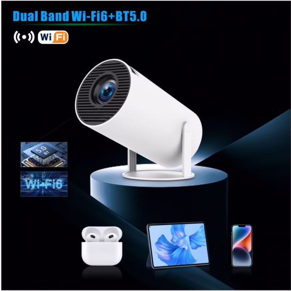 Video Proiector Portabil cilindric HY300PRO, Flippy, Inteligent, Full HD 1080 x 1280, Wireless, Compatibil cu Android/iOS, 17 x 10 x 9 cm, Alb - imagine 7