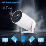 Video Proiector Portabil cilindric HY300PRO, Flippy, Inteligent, Full HD 1080 x 1280, Wireless, Compatibil cu Android/iOS, 17 x 10 x 9 cm, Alb - imagine 9