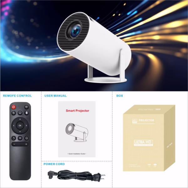 Video Proiector Portabil cilindric HY300PRO, Flippy, Inteligent, Full HD 1080 x 1280, Wireless, Compatibil cu Android/iOS, 17 x 10 x 9 cm, Alb - imagine 10
