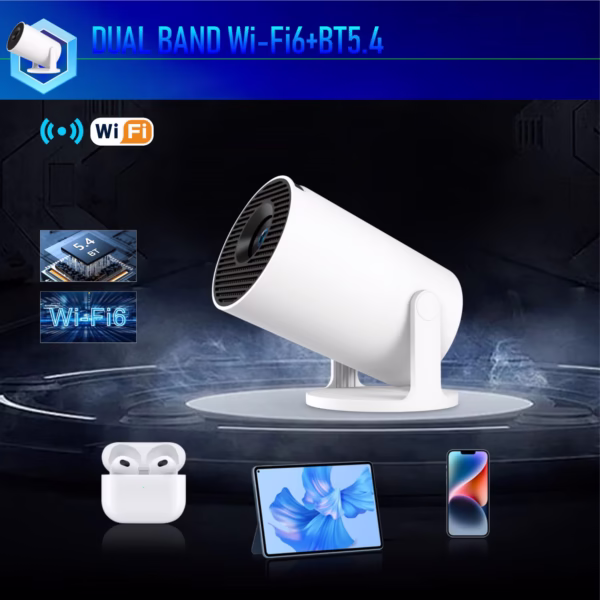 Video Proiector Portabil cilindric HY300PRO+, Flippy, Inteligent, ULTRA HD 1920 x 1080, Wireless, Compatibil cu Android/iOS, 13 x 11 x 9 cm, Alb - imagine 6