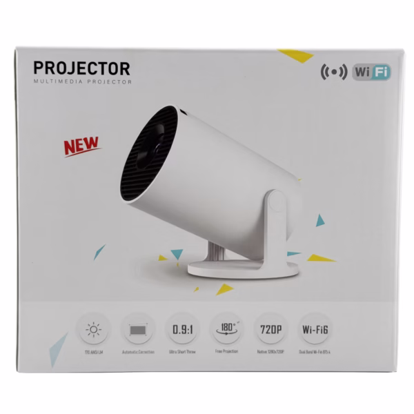 Video Proiector Portabil cilindric HY300PRO+, Flippy, Inteligent, ULTRA HD 1920 x 1080, Wireless, Compatibil cu Android/iOS, 13 x 11 x 9 cm, Alb - imagine 7