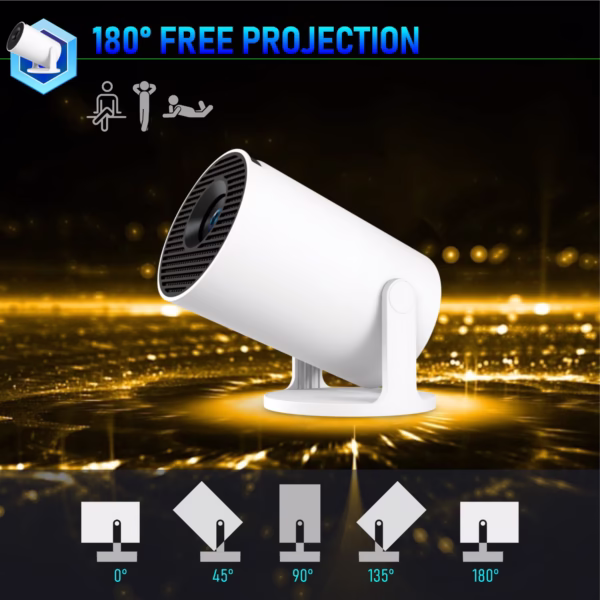 Video Proiector Portabil cilindric HY300PRO+, Flippy, Inteligent, ULTRA HD 1920 x 1080, Wireless, Compatibil cu Android/iOS, 13 x 11 x 9 cm, Alb - imagine 9