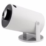 Video Proiector Portabil cilindric HY300PRO+, Flippy, Inteligent, ULTRA HD 1920 x 1080, Wireless, Compatibil cu Android/iOS, 13 x 11 x 9 cm, Alb