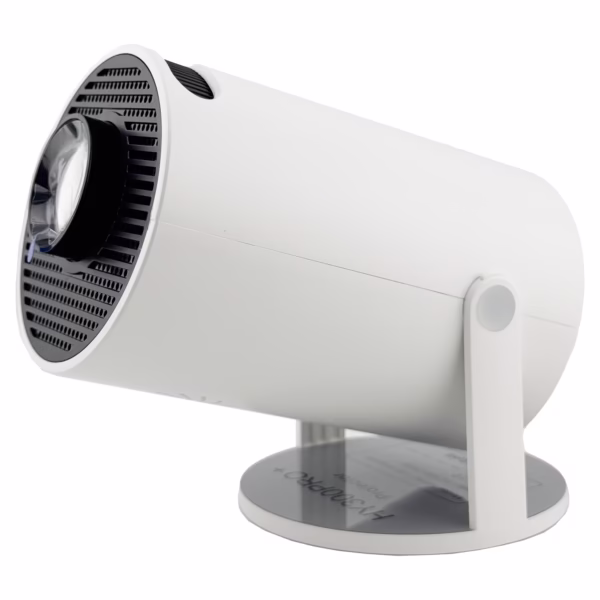 Video Proiector Portabil cilindric HY300PRO+, Flippy, Inteligent, ULTRA HD 1920 x 1080, Wireless, Compatibil cu Android/iOS, 13 x 11 x 9 cm, Alb - imagine 1