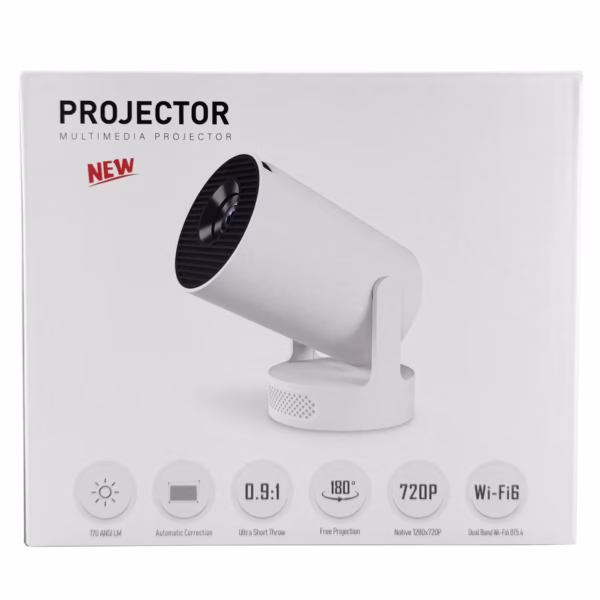 Video Proiector Portabil cilindric HY300ULTRA, Flippy, Inteligent, ULTRA HD 4K 1920 x 1080, Wireless, Compatibil cu Android/iOS, DC, 17 x 11 x 9.5 cm, Alb - imagine 9