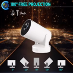 Video Proiector Portabil cilindric HY300ULTRA, Flippy, Inteligent, ULTRA HD 4K 1920 x 1080, Wireless, Compatibil cu Android/iOS, DC, 17 x 11 x 9.5 cm, Alb - imagine 10