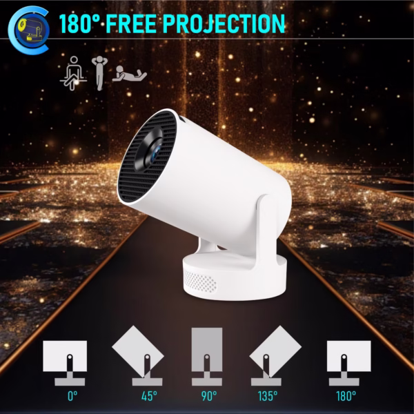 Video Proiector Portabil cilindric HY300ULTRA, Flippy, Inteligent, ULTRA HD 4K 1920 x 1080, Wireless, Compatibil cu Android/iOS, DC, 17 x 11 x 9.5 cm, Alb - imagine 10