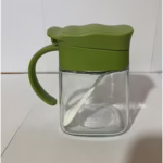 Recipient Condimente, Flippy, din Stilca, 180 ml, cu Maner si Lingurita, 11.3 x 8.2 cm, Capac Ondulat, Verde - imagine 2