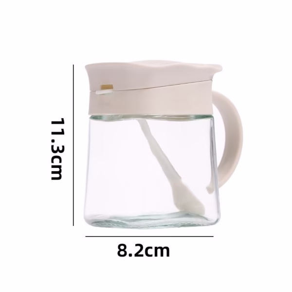 Recipient Condimente, Flippy, din Stilca, 180 ml, cu Maner si Lingurita, 11.3 x 8.2 cm, Capac Ondulat, Alb - imagine 6
