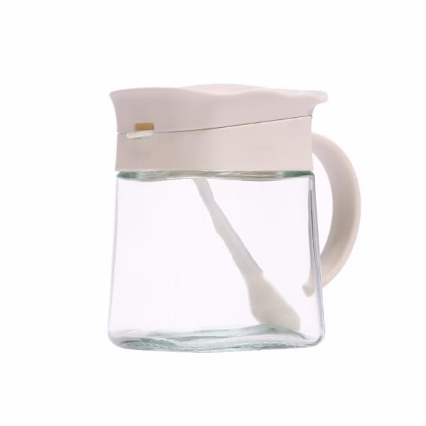 wave-seasoning-jar-off-white-capacity-180ml-main-683ebe5d2099b Recipient Condimente, Flippy, din Stilca, 180 ml, cu Maner si Lingurita, 11.3 x 8.2 cm, Capac Ondulat, Alb - imagine 1
