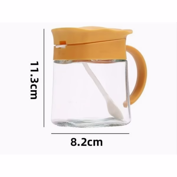 Recipient Condimente, Flippy, din Stilca, 180 ml, cu Maner si Lingurita, 11.3 x 8.2 cm, Capac Ondulat, Galben - imagine 5