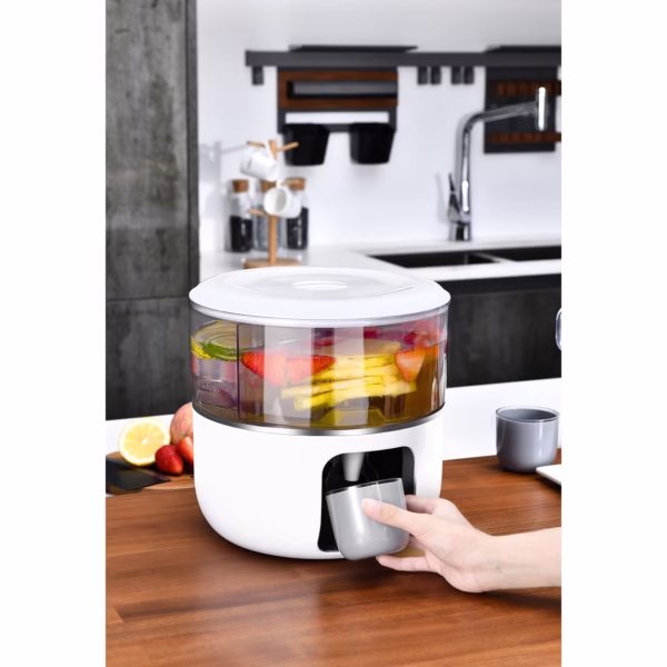 Dozator de apa Flippy, 3 compartimente rotative, capacitate mare de 3l, alb - imagine 8
