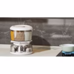 Dozator etajat de cereale Flippy, rotativ 360, 6 compartimente, capacitate 10L, cofrag special pentru oua, vas pentru scurgerea cerealelor, 35x27.5 cm, alb - imagine 16