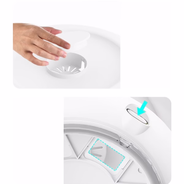 Dozator etajat de cereale Flippy, rotativ 360, 6 compartimente, capacitate 10L, cofrag special pentru oua, vas pentru scurgerea cerealelor, 35x27.5 cm, alb - imagine 9