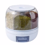 Dozator de cereale Flippy, rotativ 360, 6 compartimente, capacitate 3 L, rezistent la umezeala, inchidere etansa, alb - imagine 8