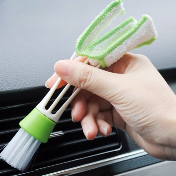 Perie Multifuncțională pentru Curățarea Ventilației Auto, 2 Capete, Microfibră, 16.25 cm, Alb-Verde - imagine 4