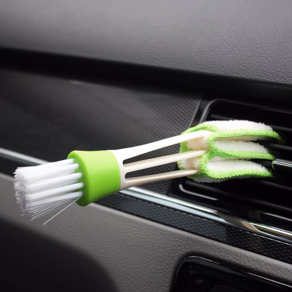 Perie Multifuncțională pentru Curățarea Ventilației Auto, 2 Capete, Microfibră, 16.25 cm, Alb-Verde - imagine 3