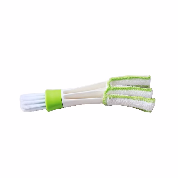 Perie Multifuncțională pentru Curățarea Ventilației Auto, 2 Capete, Microfibră, 16.25 cm, Alb-Verde - imagine 1