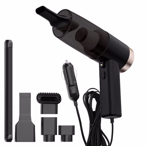 Aspirator Portabil Auto și Casă, Putere Mare de Aspirare, 4 Capete Incluse, Tub Prelungitor, Alimentare la Cablu, Compact și Ușor de Folosit, Negru - imagine 1
